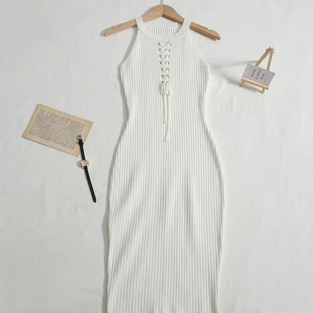 Knitted Summer Dress-Amora™-White-One Size-Amora™