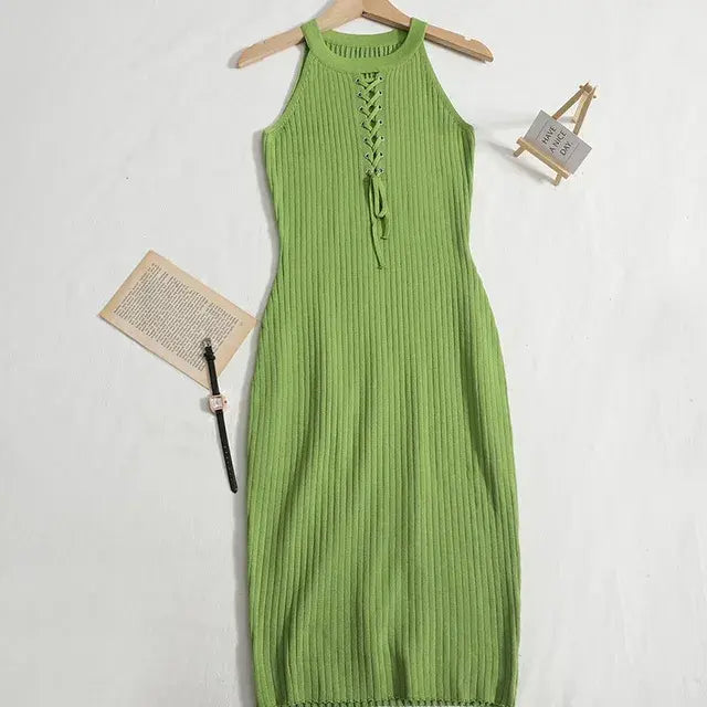 Knitted Summer Dress-Amora™-Green-One Size-Amora™