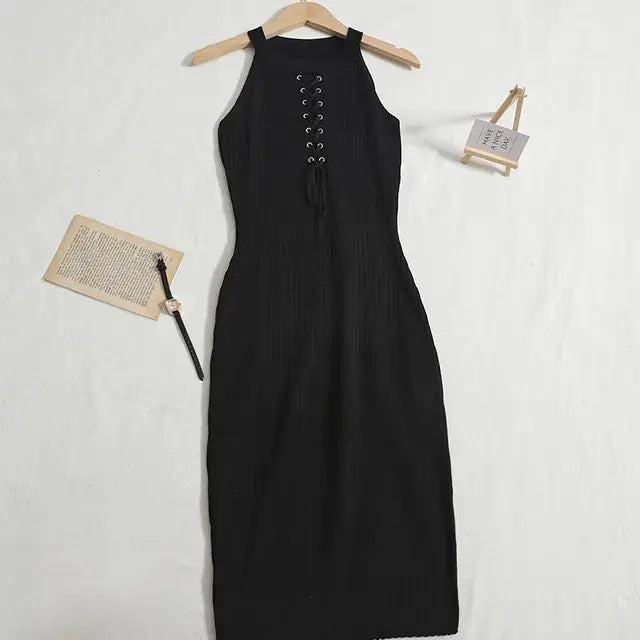 Knitted Summer Dress-Amora™-Black-One Size-Amora™
