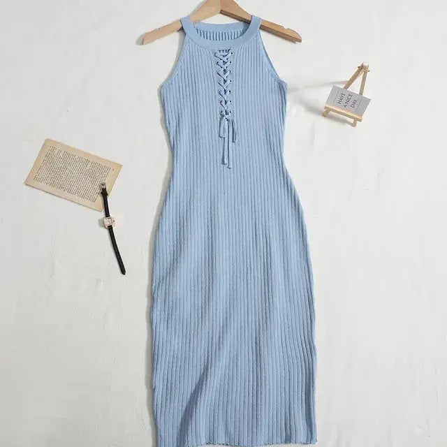 Knitted Summer Dress-Amora™-Blue-One Size-Amora™