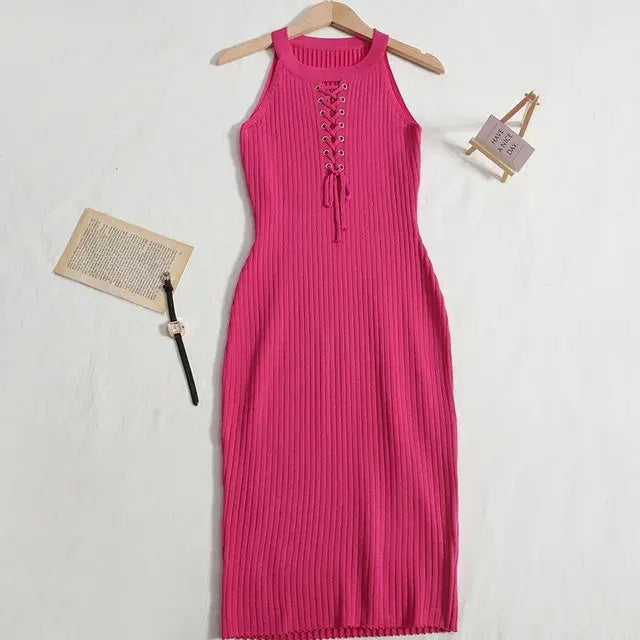 Knitted Summer Dress-Amora™-Black-One Size-Amora™
